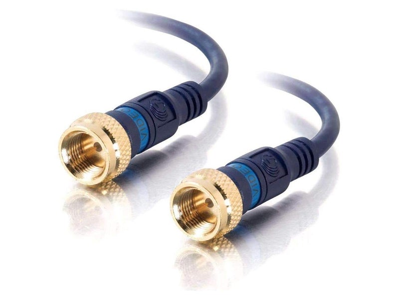 C2G Legrand - C2G Mini Coax F-Type Cable, Blue Mini Coaxial Cable, 12 Foot F-Type Cable for TV with F-Type Coaxial Cable Connections, 1 Count, C2G 27228 - Image 1